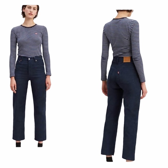 levi's ribcage straight cropped corduroy jeans